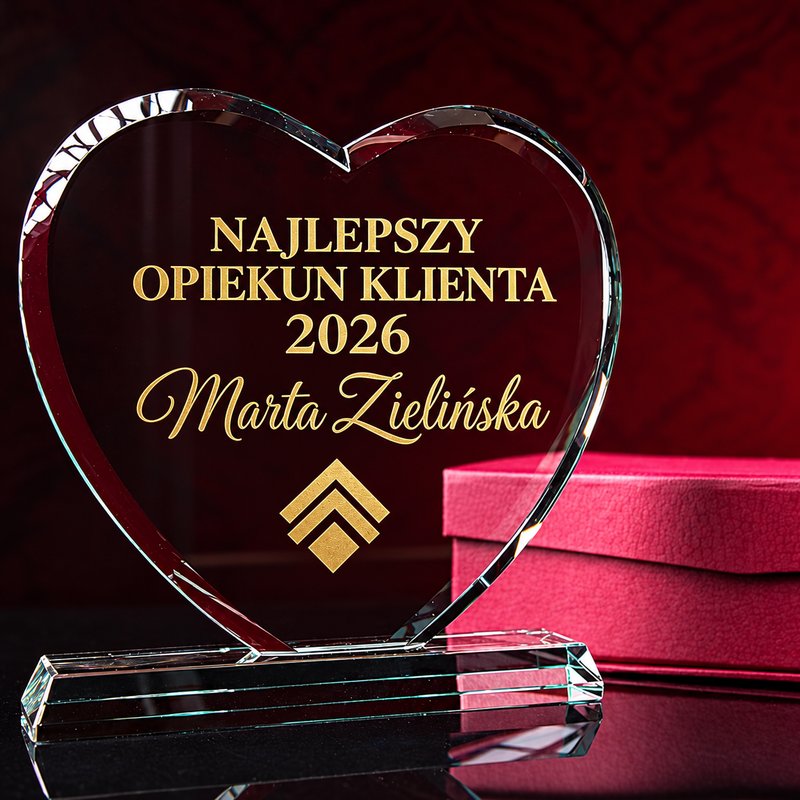Statuetka szklana ze zdjęciem — drugie ujęcie