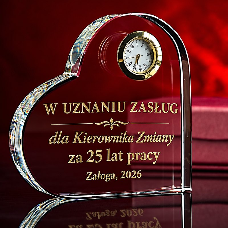 Serce z zegarkiem i złoceniem