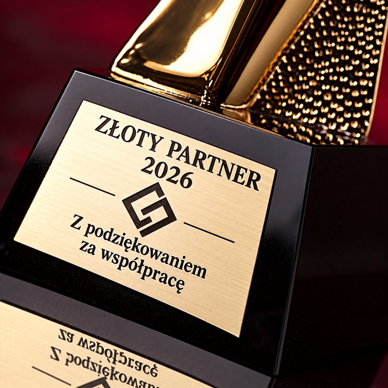 Złota statuetka — trofeum — drugie ujęcie