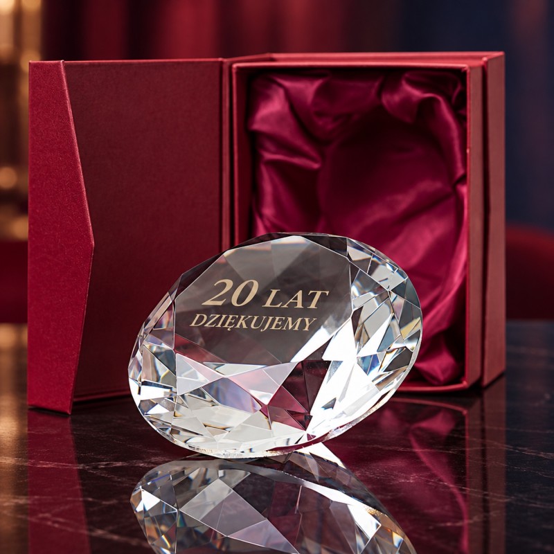 Duży kryształowy diament z grawerem 15×15