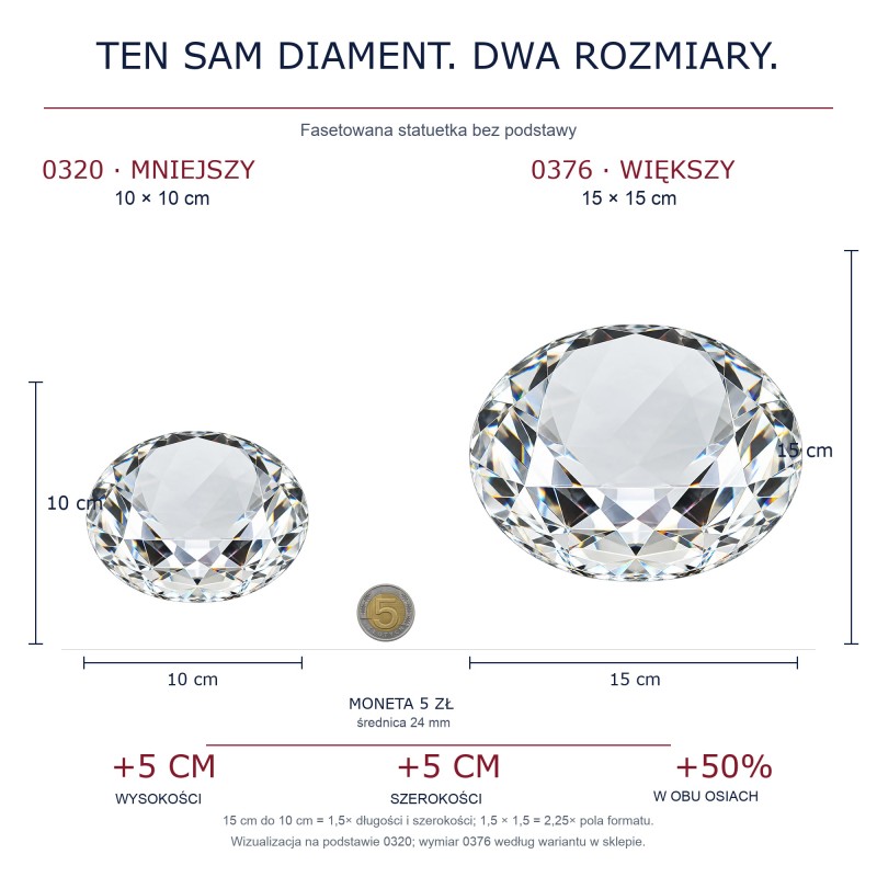 Duży kryształowy diament z grawerem 15×15 — drugie ujęcie